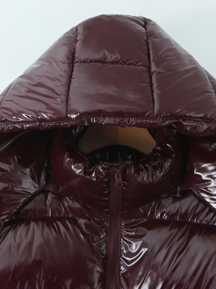Virelle, parka brillante con capucha