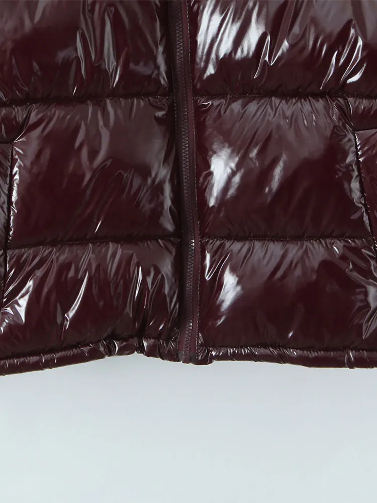 Virelle, parka brillante con capucha