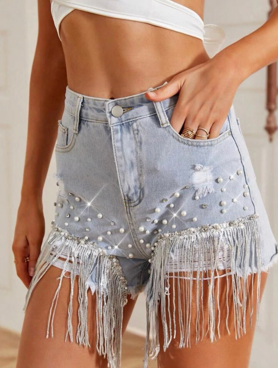 Shorts Vaqueros con Flecos Luisa